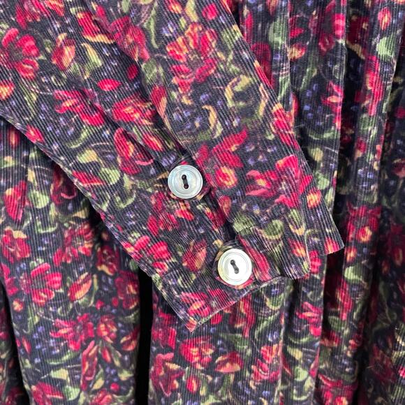 Vintage Laura Ashley Floral Corduroy Long Sleeve Dress Prairie Cottage womens 8 - Picture 8 of 12